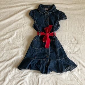 Denim dress with red belt 5/$20